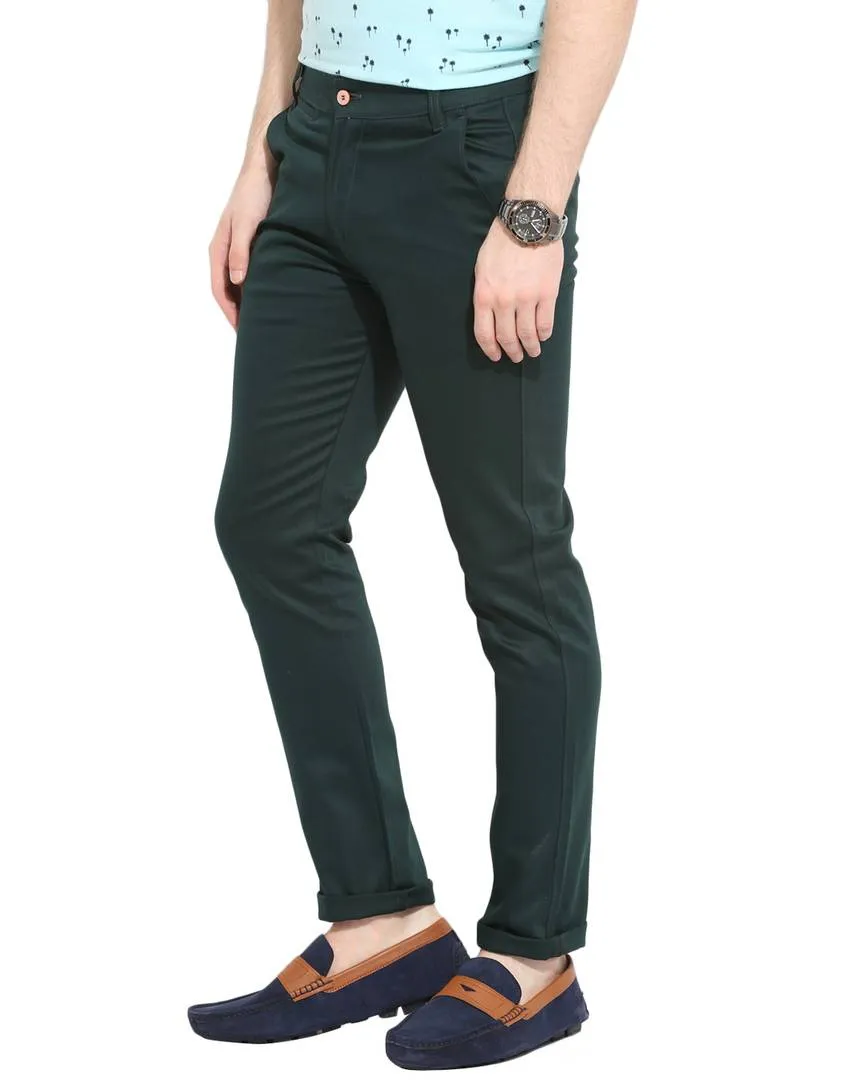 Stylish Cotton Green Solid Smart Fit Chinos For Men