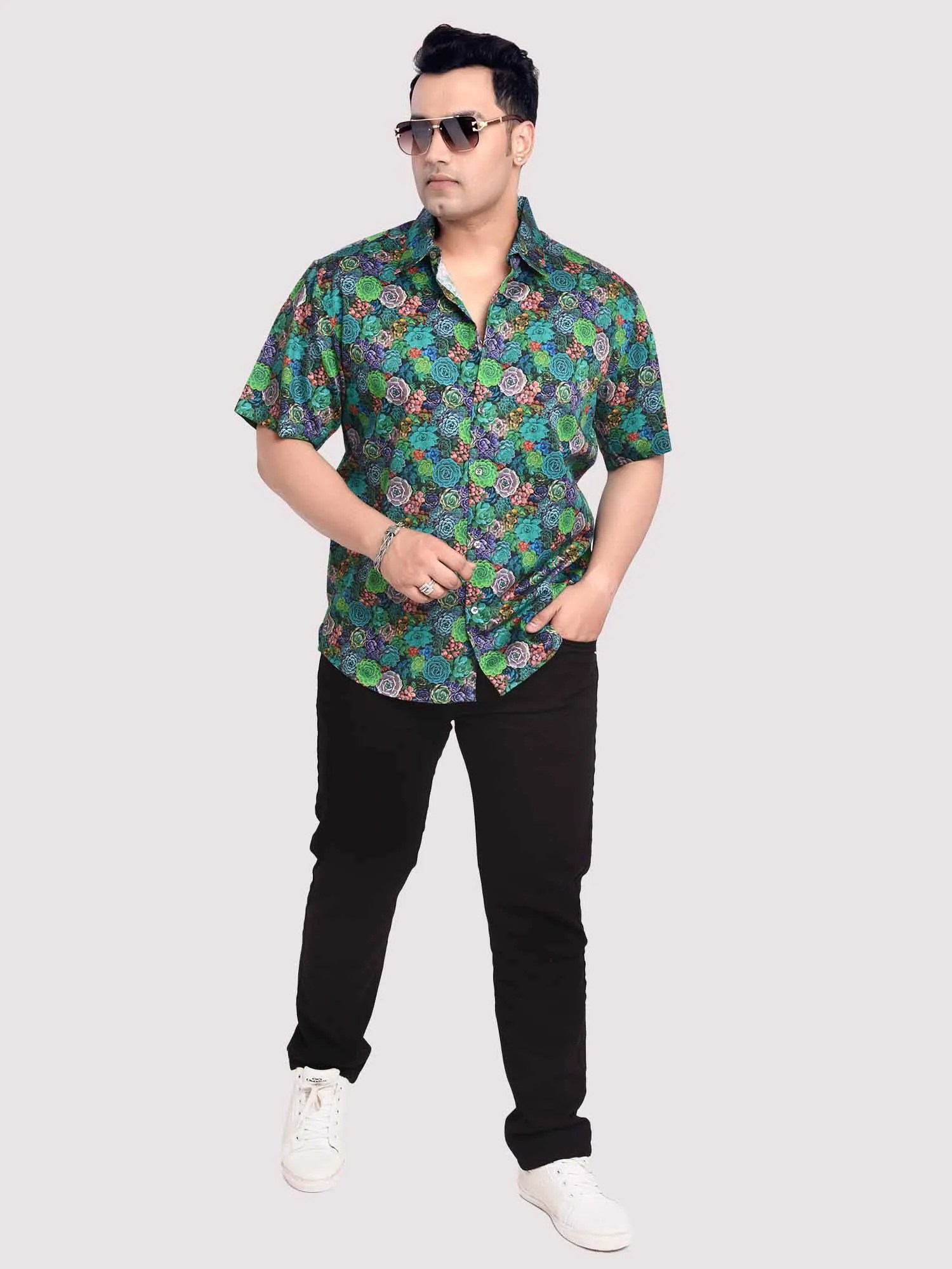 Succulent Digital Printed Shirt Men's Plus Size