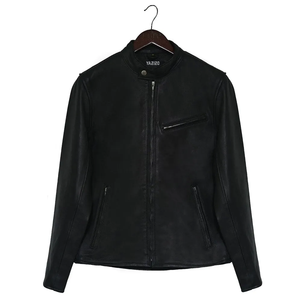 Superb Mens Cow Hide Black Leather Jacket