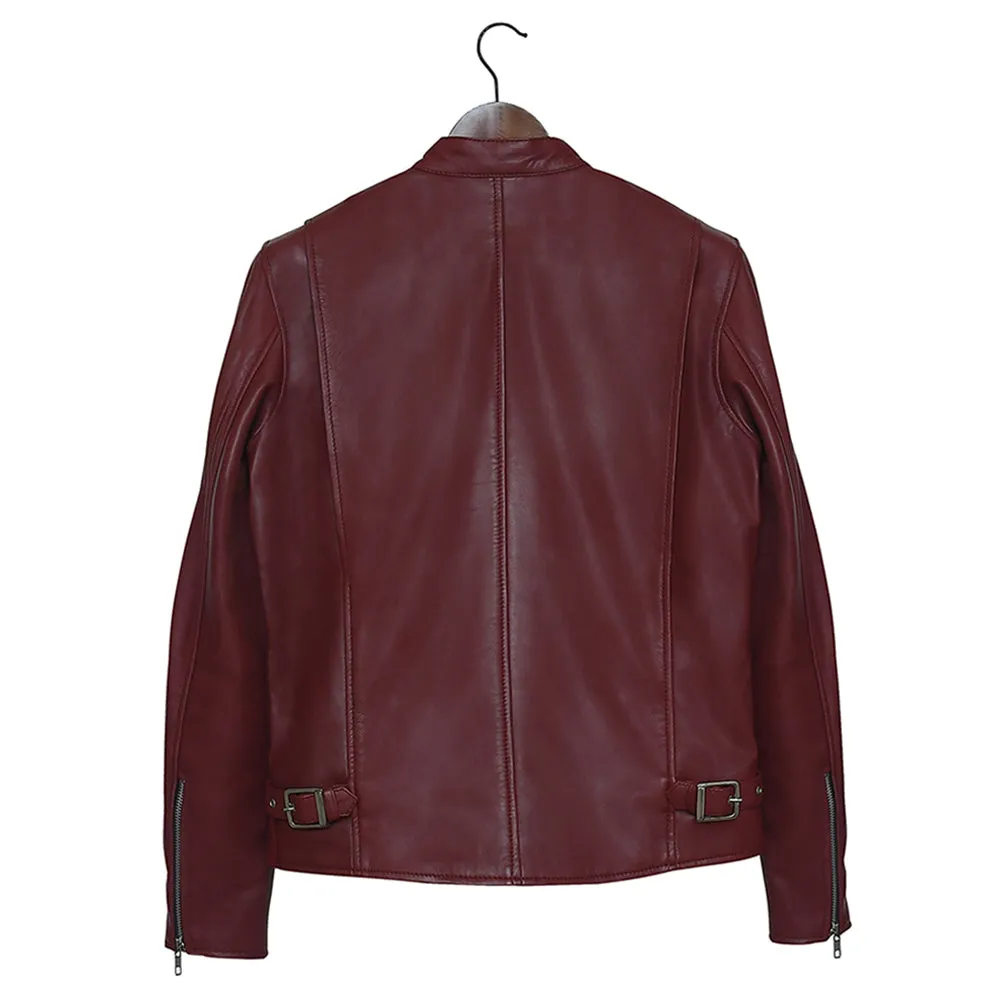 Superb Mens Lambskin Red Leather Jacket