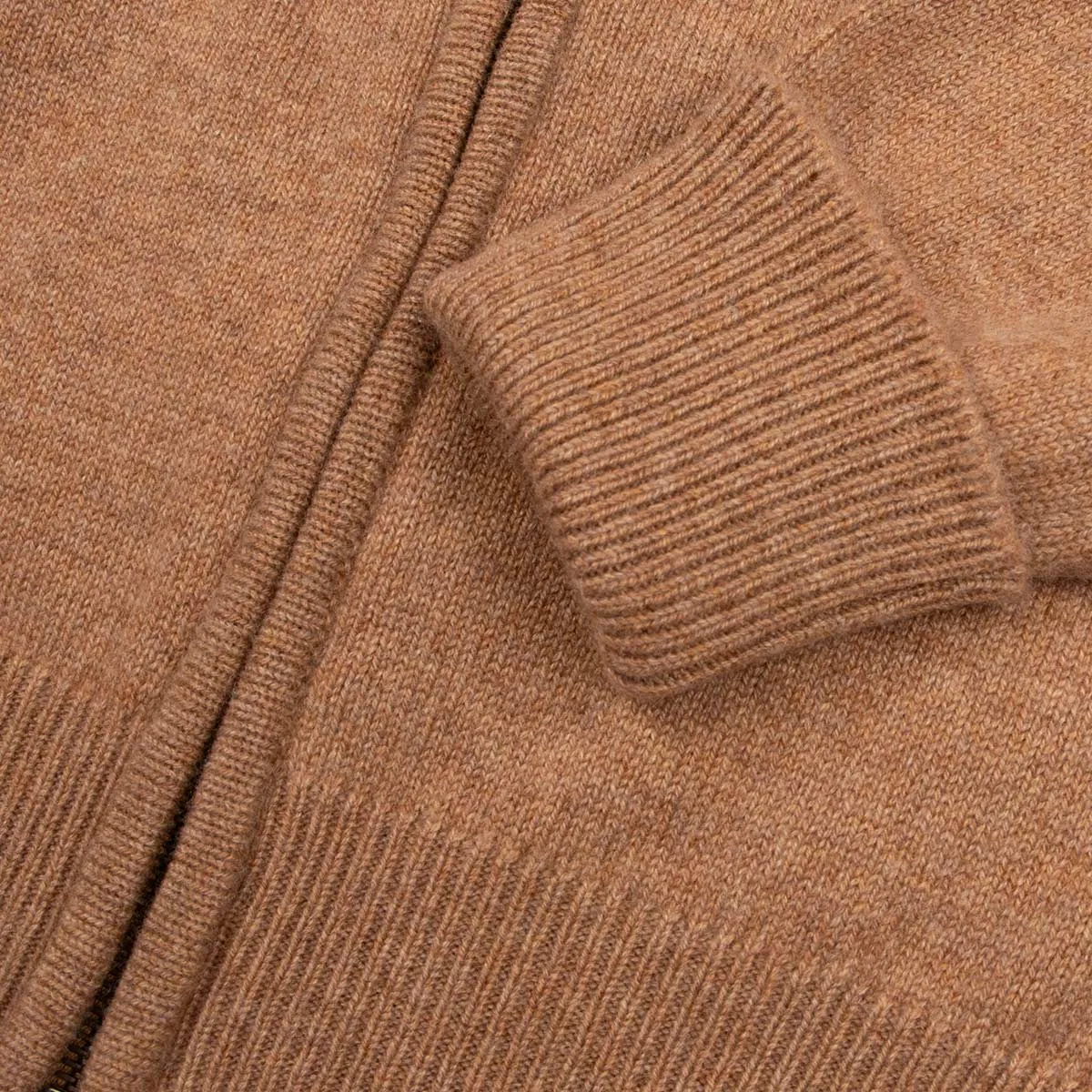 The Barra 4ply Full Zip Cashmere Cardigan - Savannah/Hessian