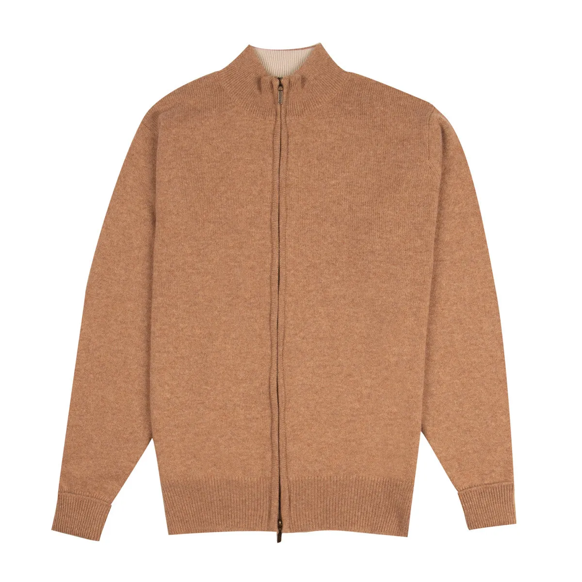 The Barra 4ply Full Zip Cashmere Cardigan - Savannah/Hessian