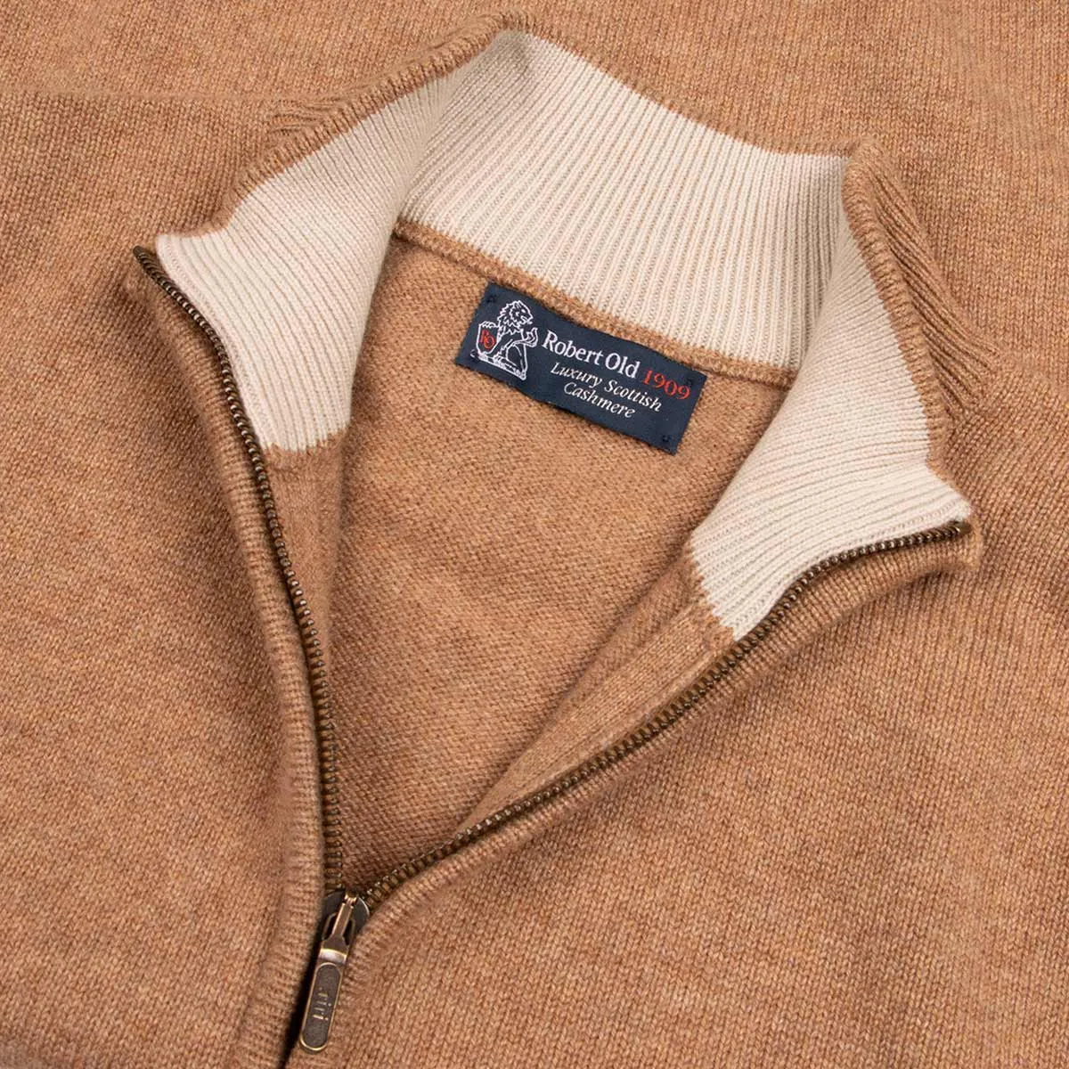 The Barra 4ply Full Zip Cashmere Cardigan - Savannah/Hessian