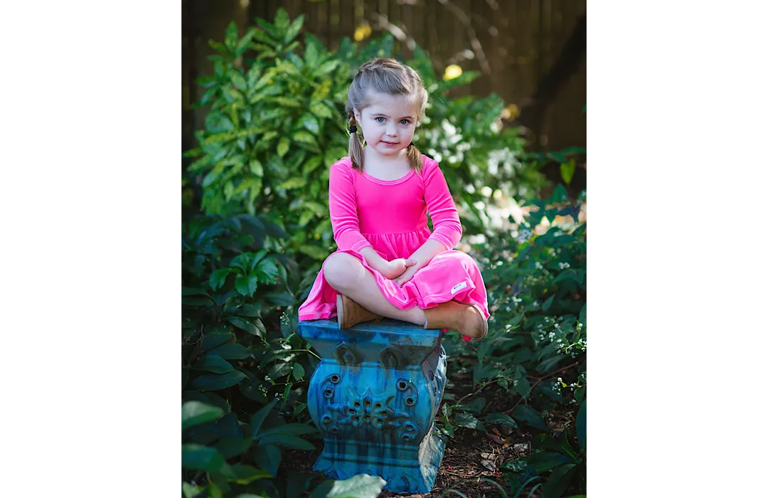 Twirly Dress in Hot Pink Stretch Velvet