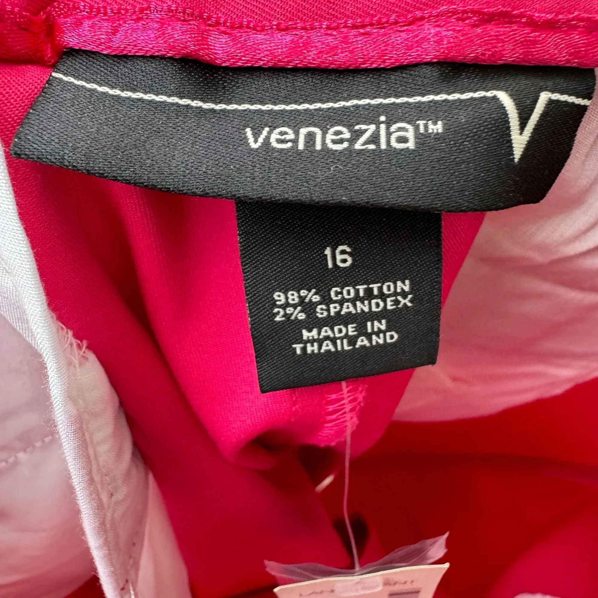 Venezia Womens Pink Stretch Cotton Crops Mid-Calf Length Capri Pants - New - 16