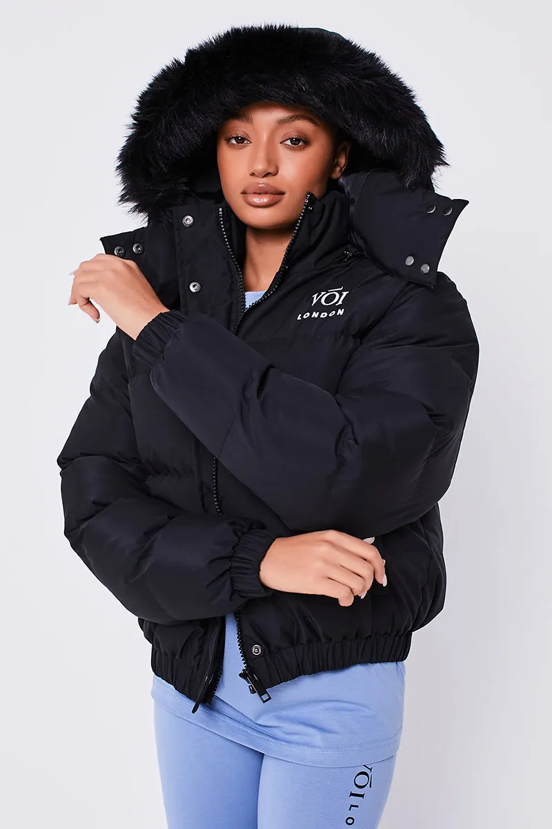 Victoria Cropped Puffer Jacket - Black