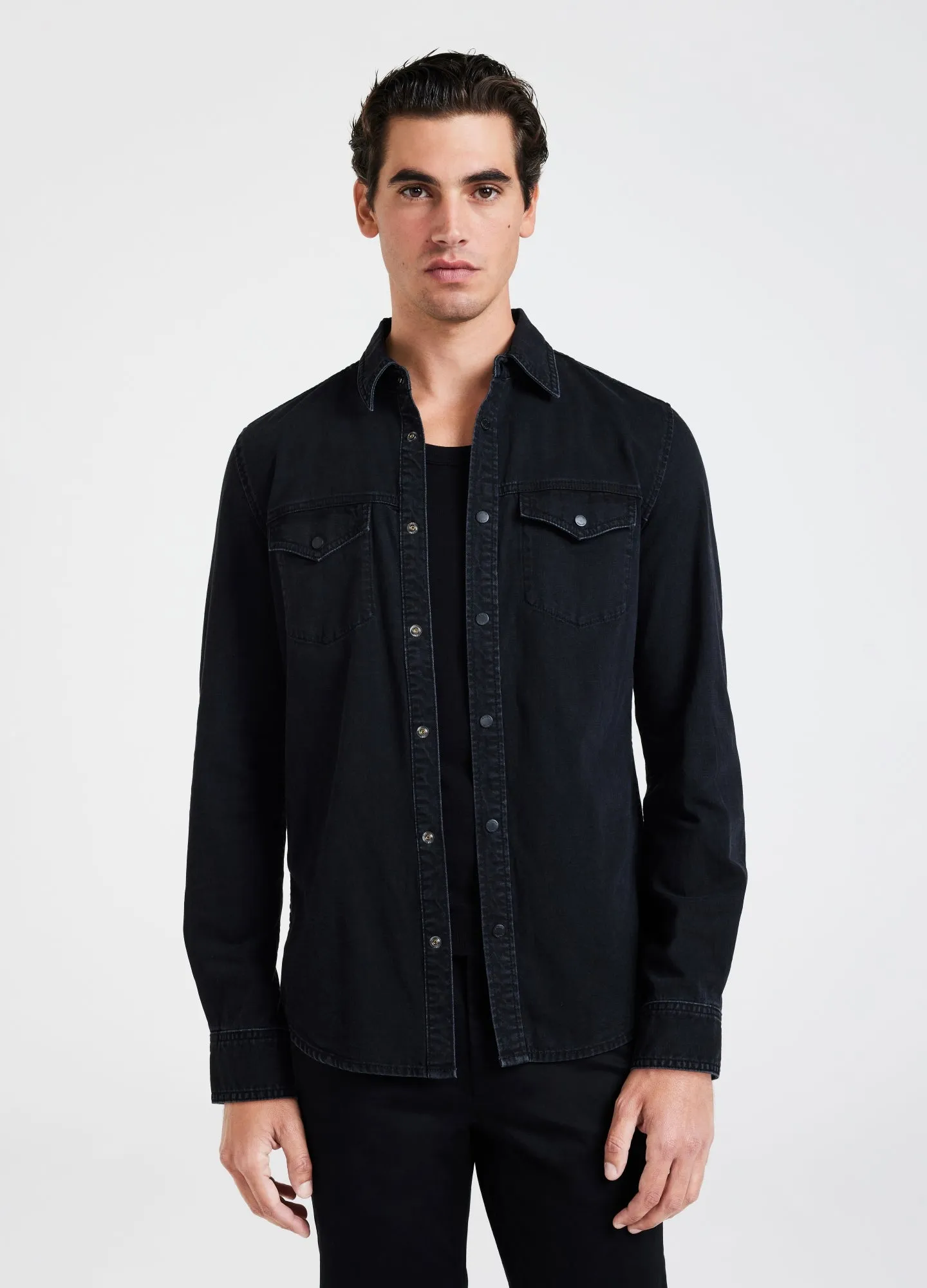 Vintage Washed Denim Shirt Black