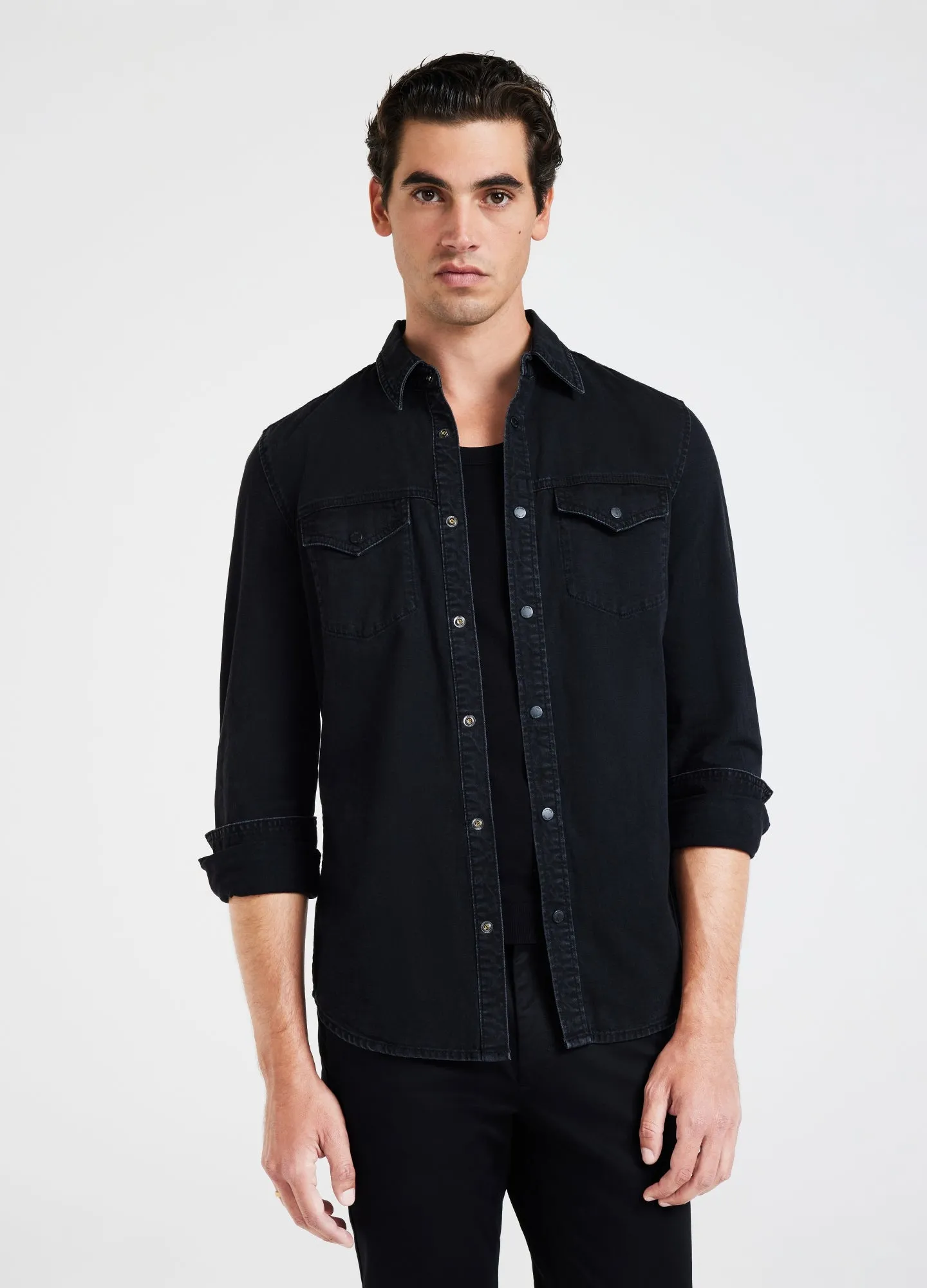 Vintage Washed Denim Shirt Black