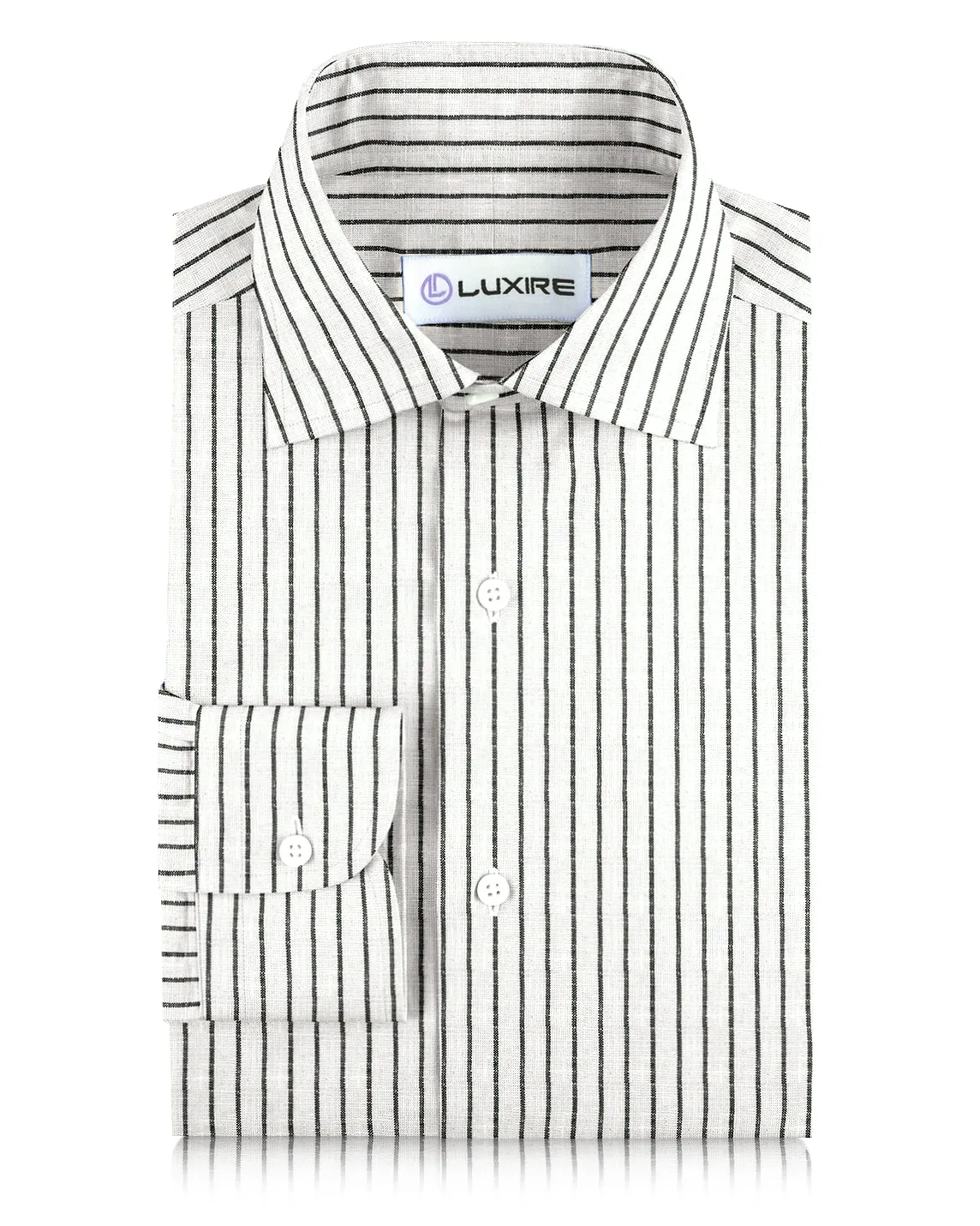 White Black Pin Stripes Linen