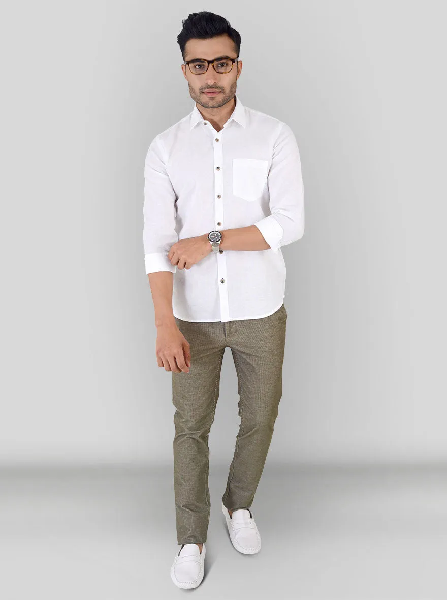 White Solid Smart Fit Casual Shirt | Greenfibre