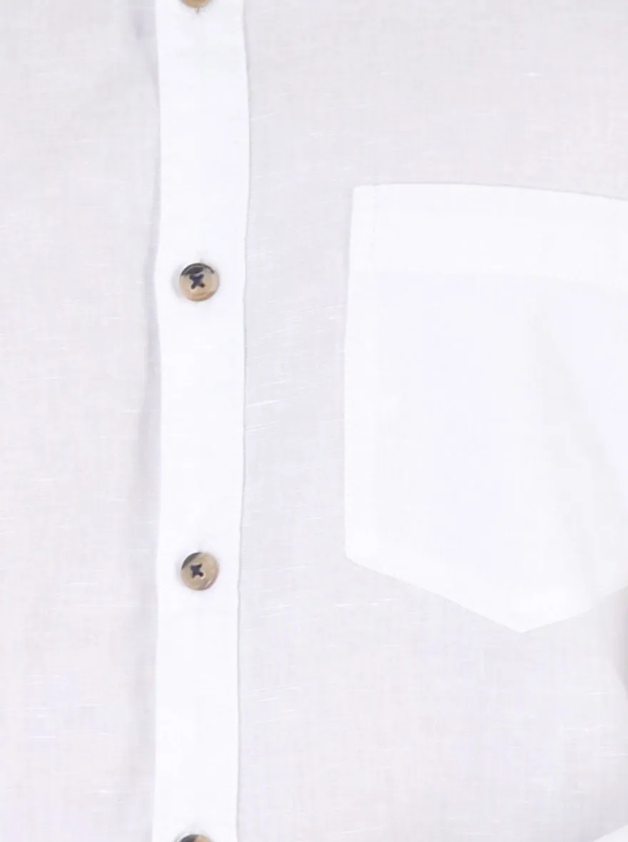 White Solid Smart Fit Casual Shirt | Greenfibre