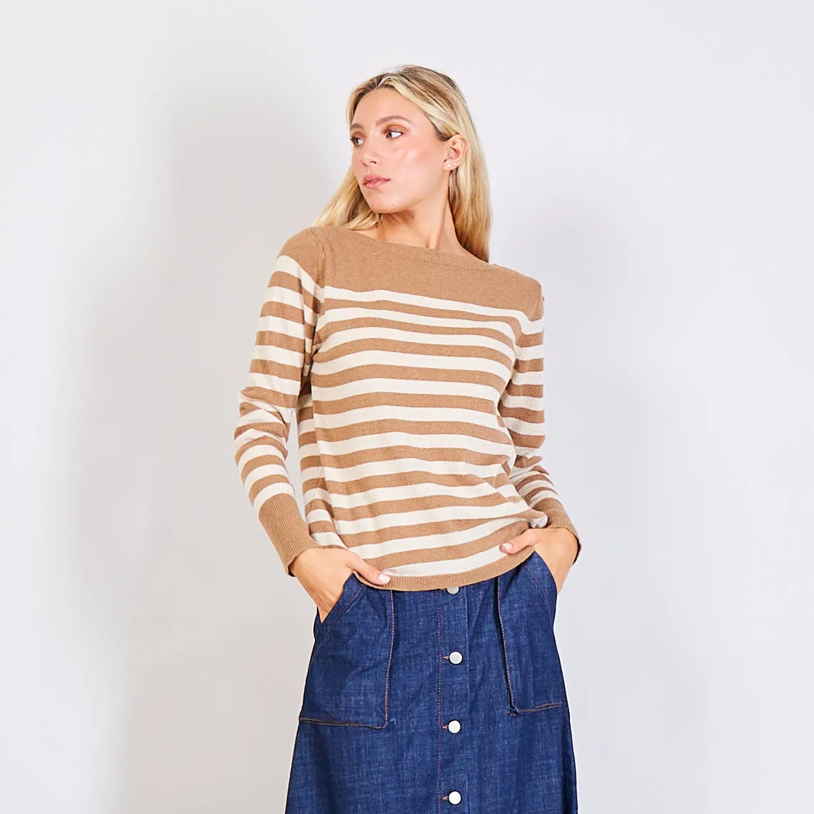 Wholesale pinstripe Cashmere knitted sweater