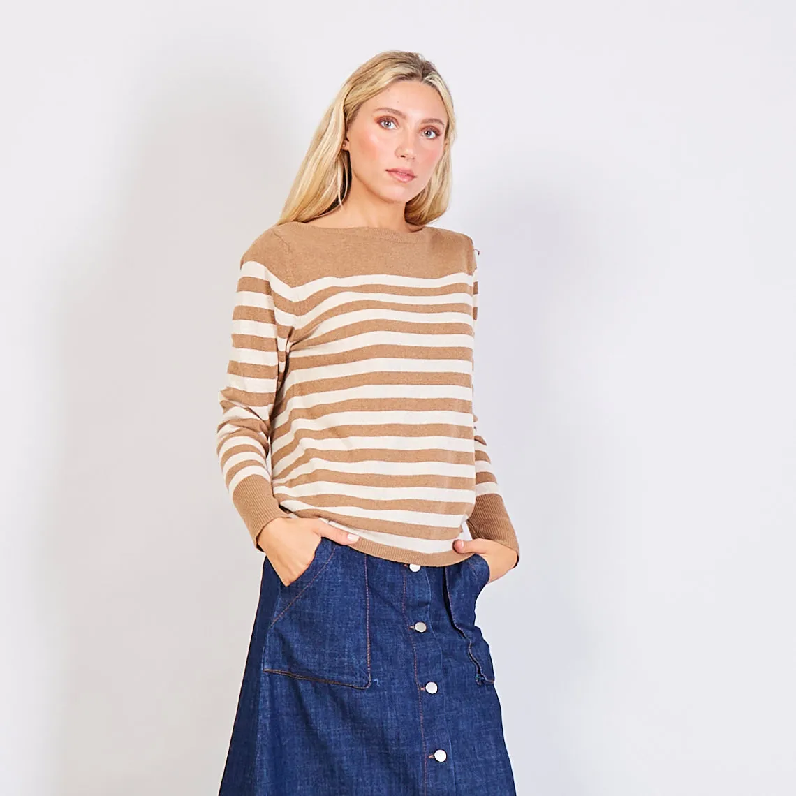 Wholesale pinstripe Cashmere knitted sweater