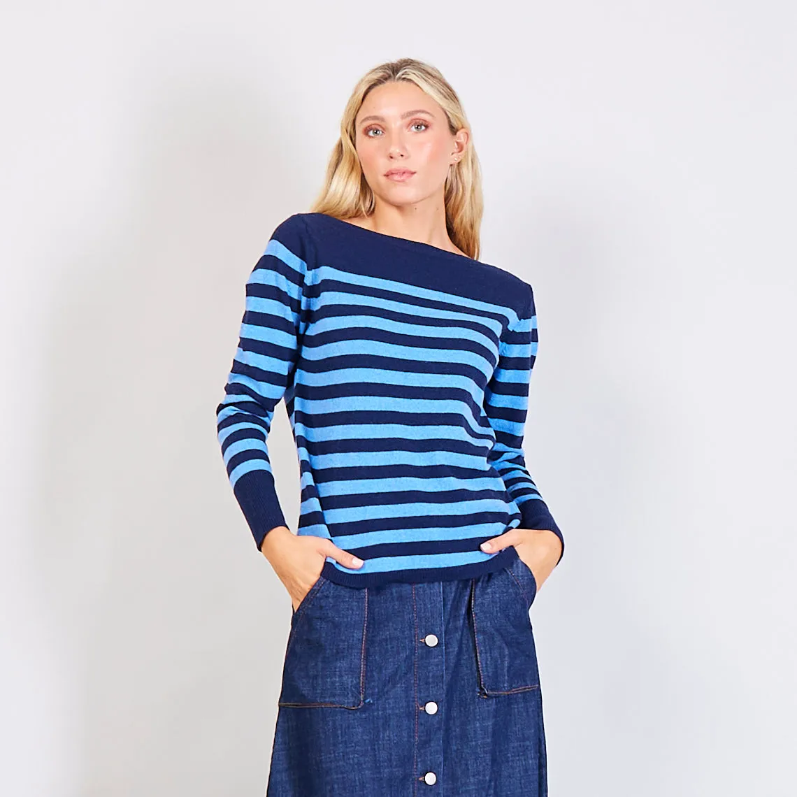 Wholesale pinstripe Cashmere knitted sweater