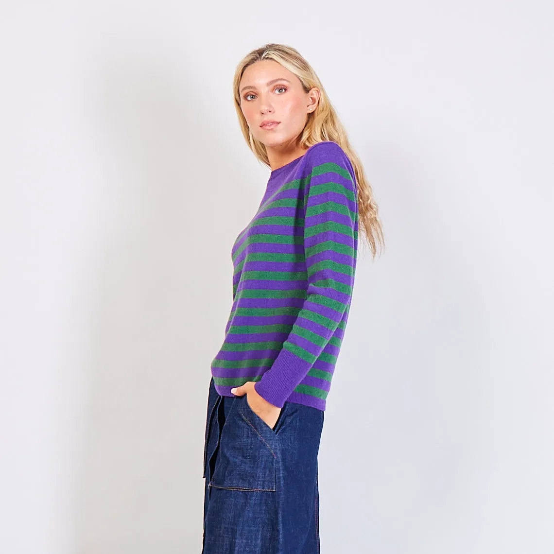 Wholesale pinstripe Cashmere knitted sweater