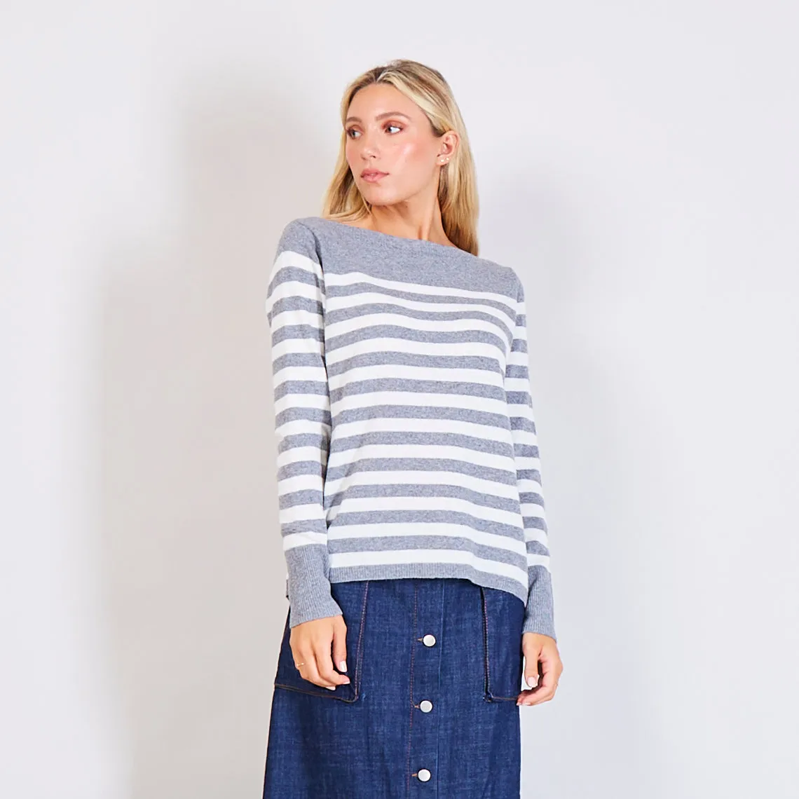 Wholesale pinstripe Cashmere knitted sweater