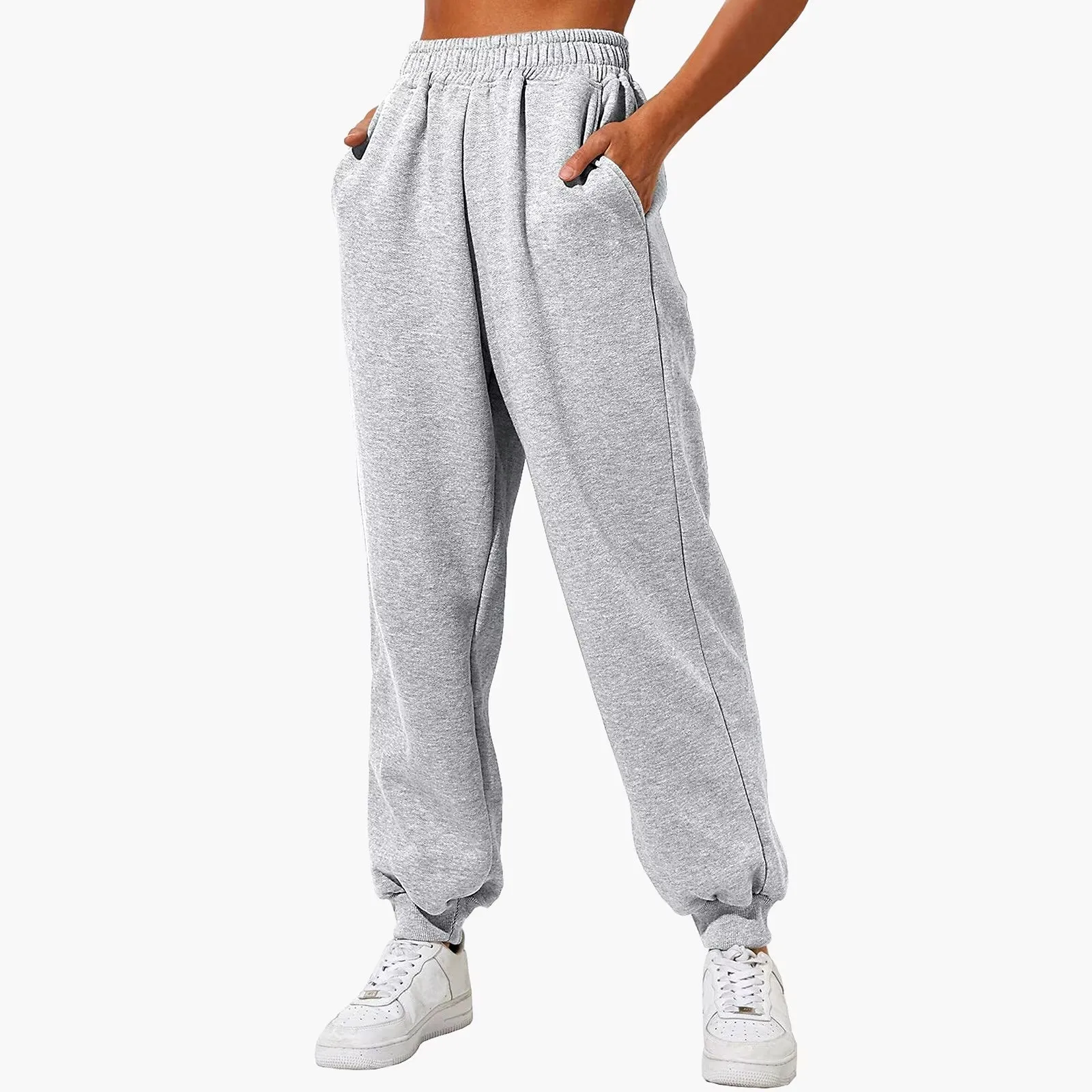 Women’S Fleece Lined Sweatpants Wide Straight Leg Pants Bottom Winter Warm Pants Daily Casual Jogger Sweatpants Sports Trousers