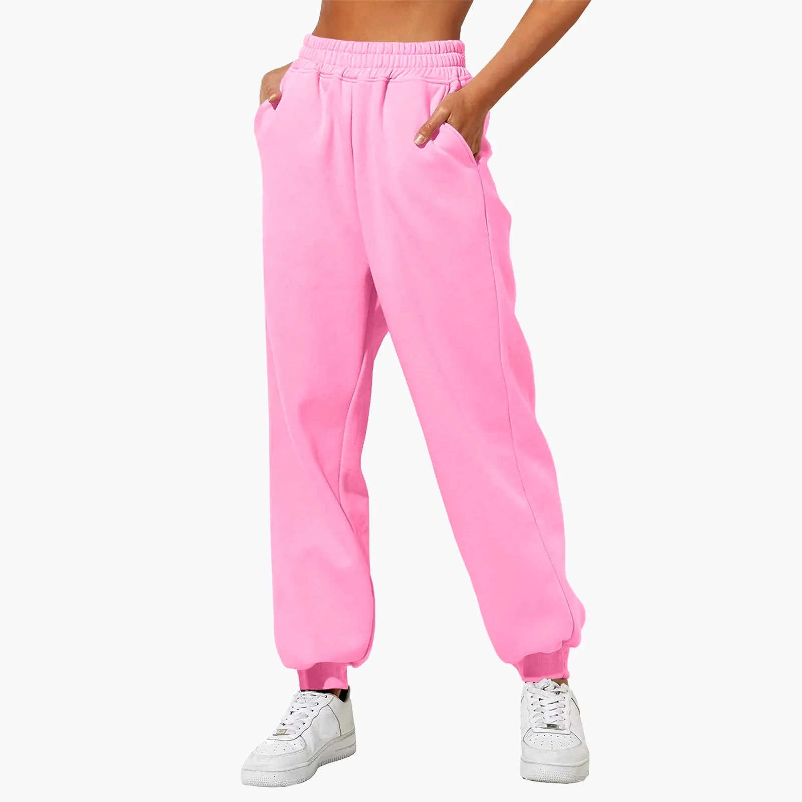 Women’S Fleece Lined Sweatpants Wide Straight Leg Pants Bottom Winter Warm Pants Daily Casual Jogger Sweatpants Sports Trousers