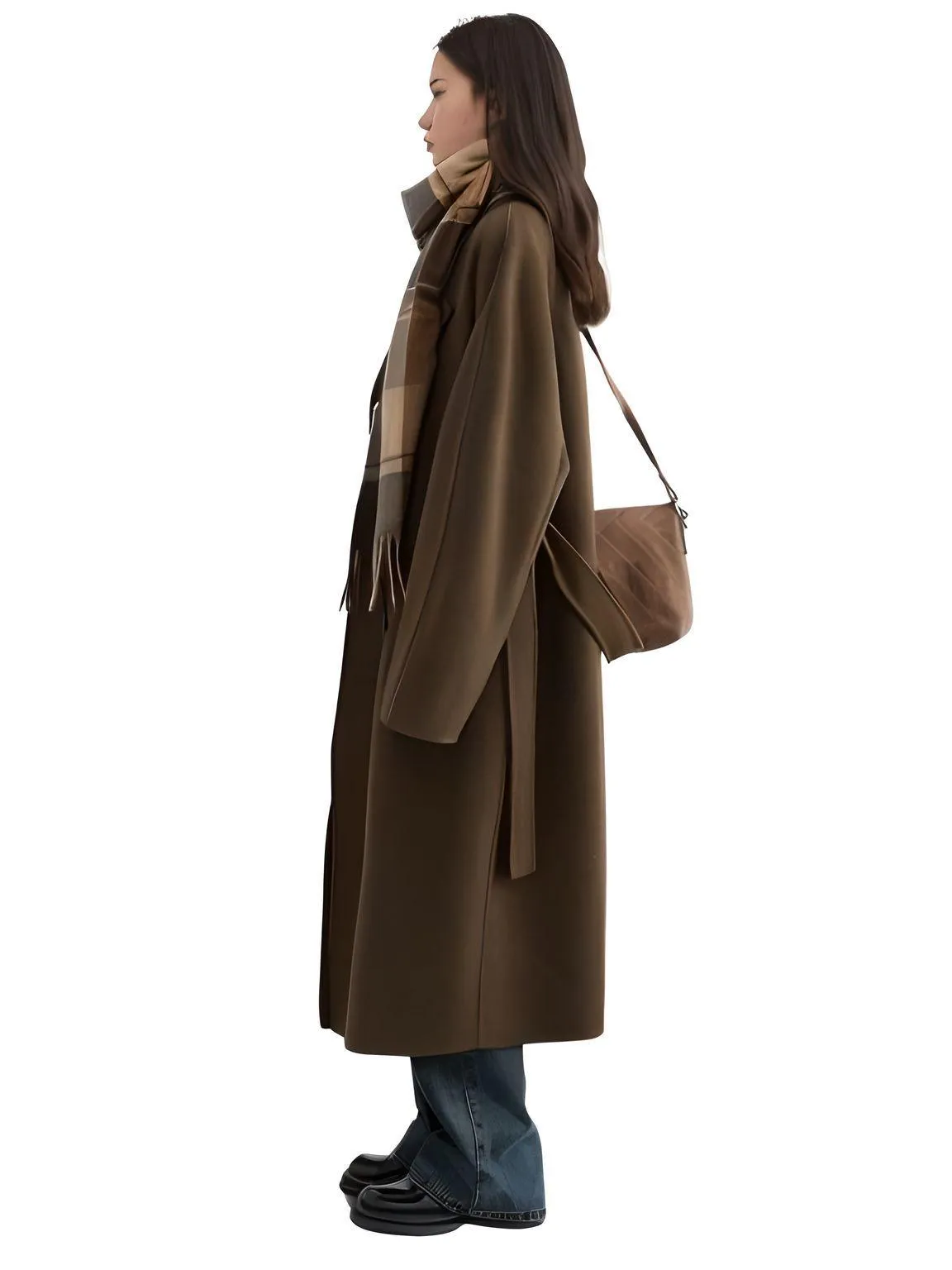 Women's Long Wool Coats Retro Loose Double Breasted Overcoats