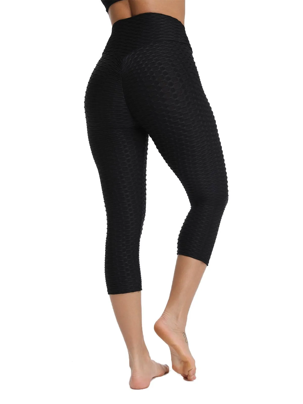 Women's Textured Form Fitting Soft Fitness Capris