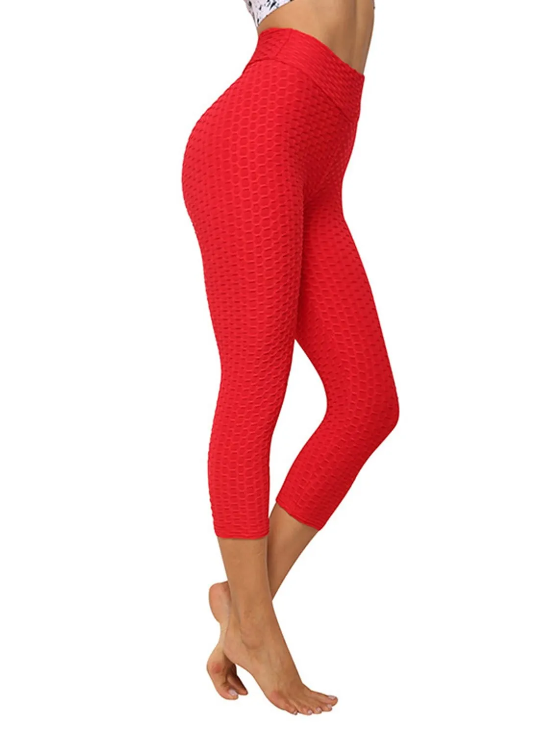 Women's Textured Form Fitting Soft Fitness Capris