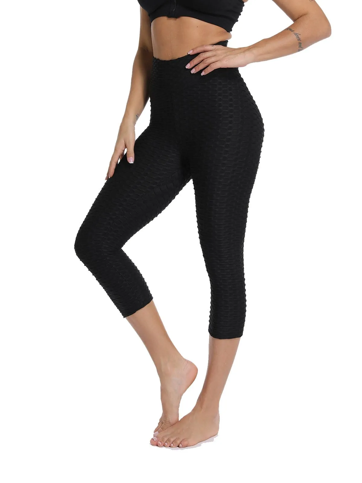 Women's Textured Form Fitting Soft Fitness Capris