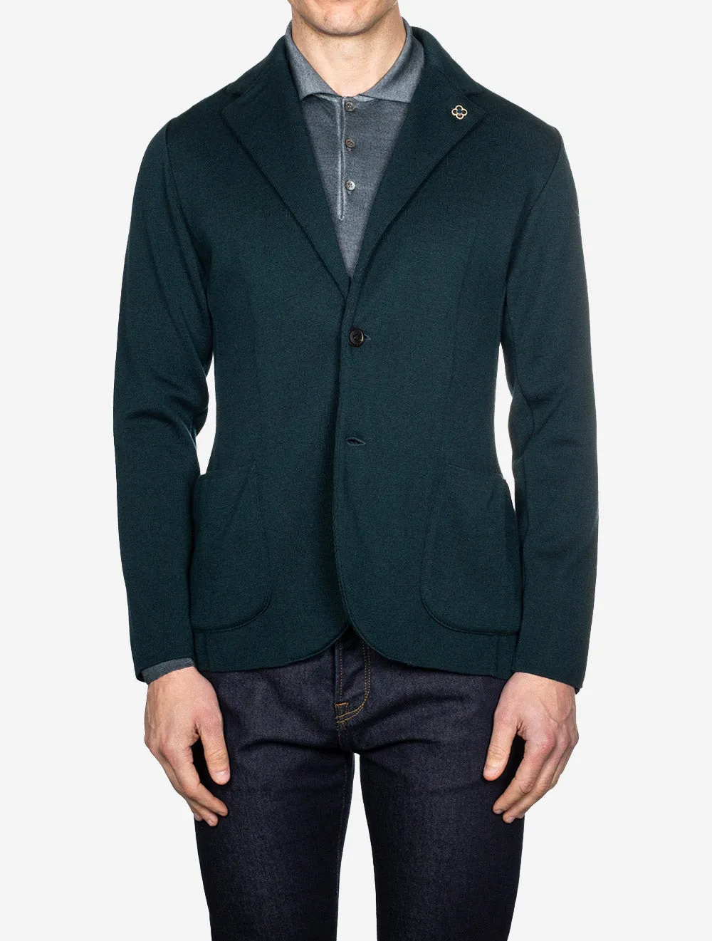 Wool Knit Jacket Green