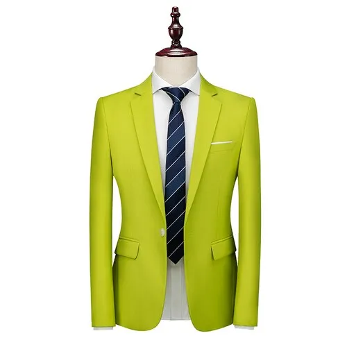 xiangtuibao Bright Green Suit Jacket Men's Stylish Slim Blazer Wedding Party Dress Coat Suitable for All Seasons Big Size 5XL 6XL