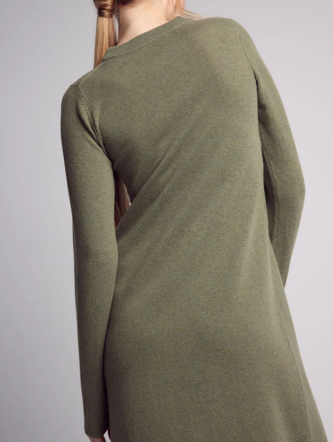 Zoe Cashmere Knitted Long Sleeve Dress Green